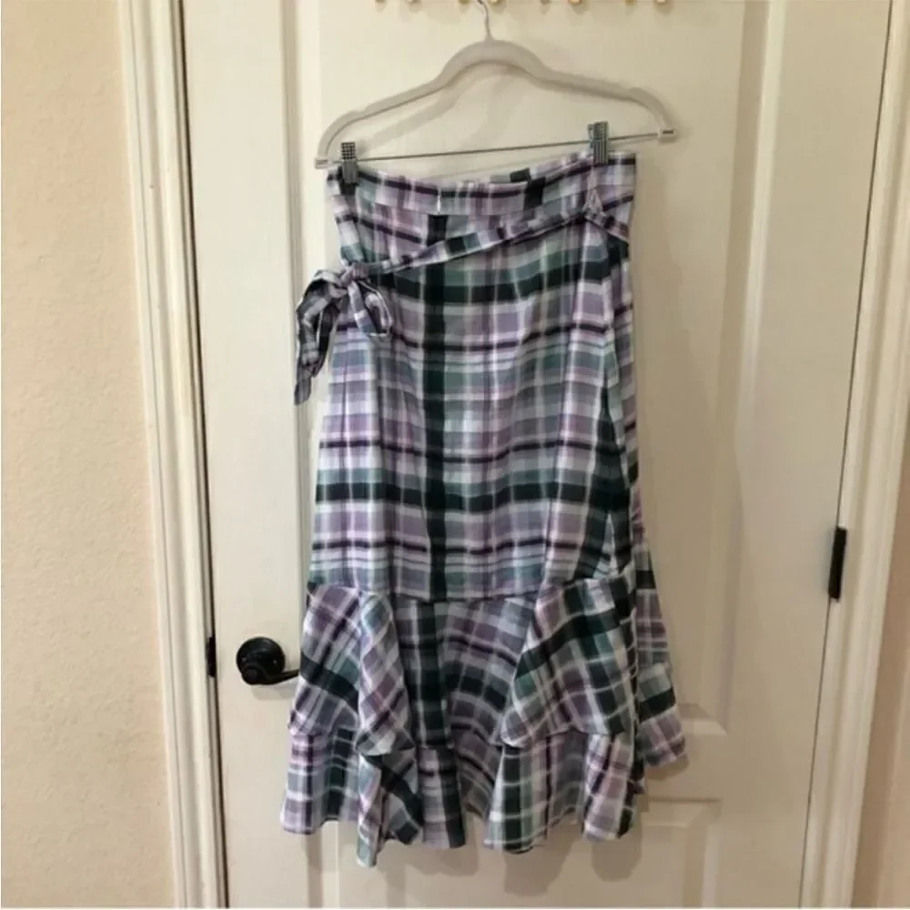NWT Ann Taylor Plaid Ruffle Trim Women's Skirt